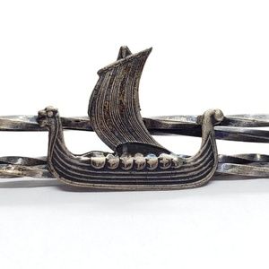 Elvik & Co 830 Silver Vintage Norway Ship Clip